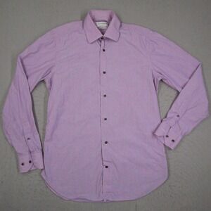 Culturata Roma Mens Slim Fit Dress Shirt Pink Blue Striped Made in Italy Size M
